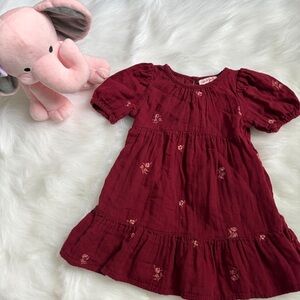 Cat & Jack Maroon Floral Kids Dress
